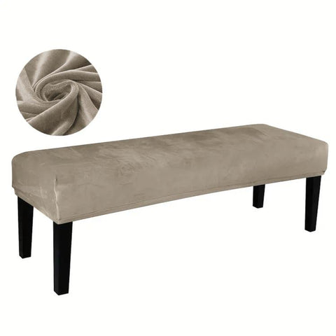 Velvet Stretch Bench Cover Elastic Rectangular Dining Bench Slipcover With Straps