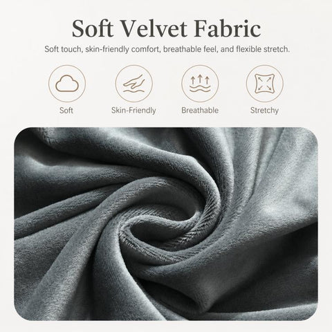 Velvet Stretch Bench Cover Elastic Rectangular Dining Bench Slipcover With Straps