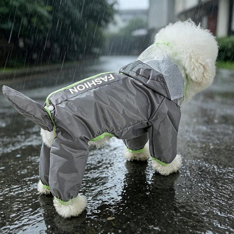 Hipipet Color Block Raincoat For Medium & Small Dogs With Traction Design Frosted Edged Transparent Pet Rain Jacket With Tail Cover, XS, S, M, L, XL, XXL