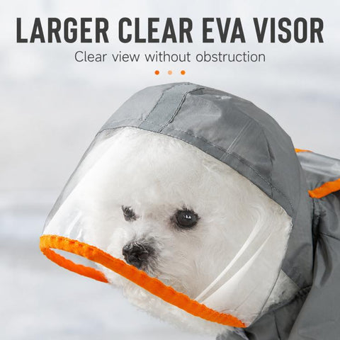Hipipet Color Block Raincoat For Medium & Small Dogs With Traction Design Frosted Edged Transparent Pet Rain Jacket With Tail Cover, XS, S, M, L, XL, XXL