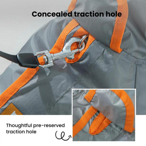 Hipipet Color Block Raincoat For Medium & Small Dogs With Traction Design Frosted Edged Transparent Pet Rain Jacket With Tail Cover, XS, S, M, L, XL, XXL