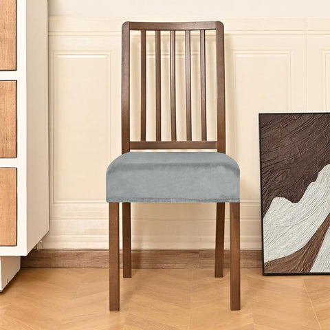 Velvet Stretch Chair Seat Covers Removable Dining Chair Cushion Slipcovers With Buckle Straps, M