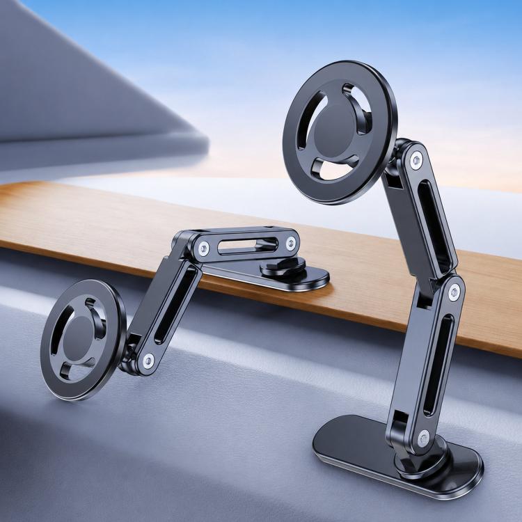 Car Phone Mount with Elongated Base Double-Jointed Holder for Curved Dashboard, Ring Magnetic Head, Solid Magnetic Head, Base with 17mm Ball No Magnetic Head