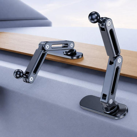 Car Phone Mount with Elongated Base Double-Jointed Holder for Curved Dashboard, Ring Magnetic Head, Solid Magnetic Head, Base with 17mm Ball No Magnetic Head