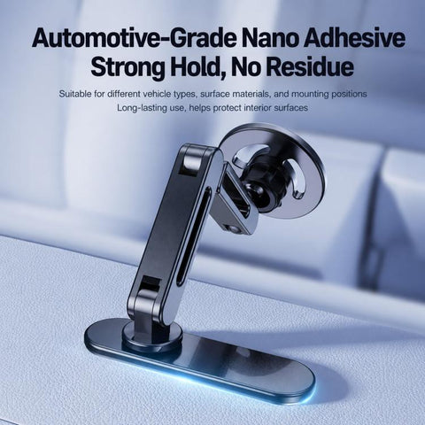Car Phone Mount with Elongated Base Double-Jointed Holder for Curved Dashboard, Ring Magnetic Head, Solid Magnetic Head, Base with 17mm Ball No Magnetic Head
