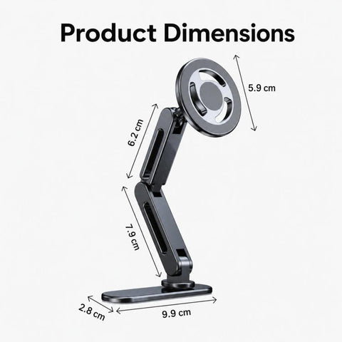 Car Phone Mount with Elongated Base Double-Jointed Holder for Curved Dashboard, Ring Magnetic Head, Solid Magnetic Head, Base with 17mm Ball No Magnetic Head