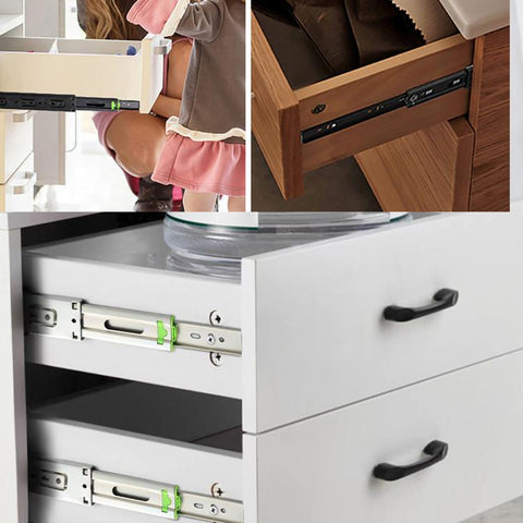 1pair Heavy-Duty Soft-Close Drawer Slides Thickened 3-Section Silent Soft-Close Slide Rails, Black Steel 10 inch 25cm, Black Steel 12 inch 30cm, Black Steel 14 inch 35cm, Black Steel 16 inch 40cm, Black Steel 18 inch 45cm, Black Steel 20 inch 50cm     ...