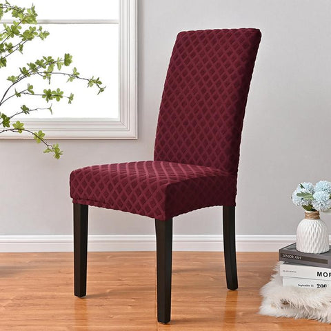 Stretch Dining Chair Cover Rhombus High Back Kitchen Chair Slipcover, M 45-60cm Height, L 60-70cm Height