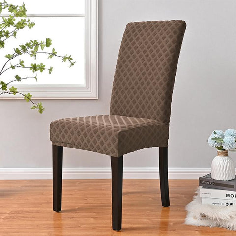Stretch Dining Chair Cover Rhombus High Back Kitchen Chair Slipcover, M 45-60cm Height, L 60-70cm Height