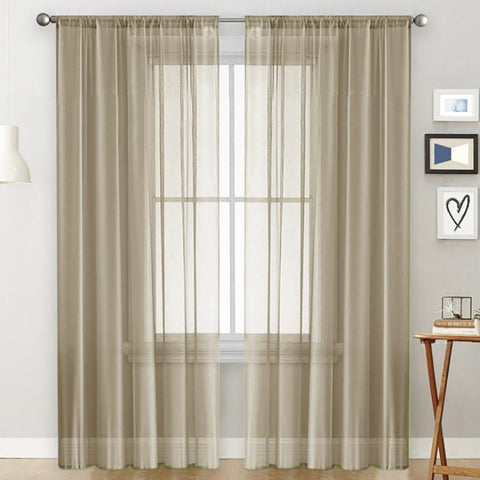 Single Sheer Curtains Light Filtering Rod Pocket Voile Window Drapery, 132x270cm, 140x260cm, 150x250cm