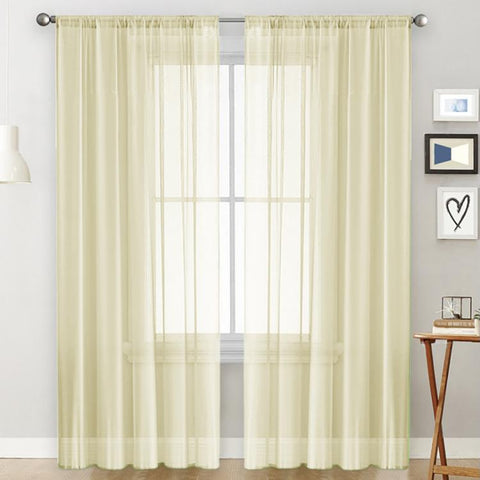 Single Sheer Curtains Light Filtering Rod Pocket Voile Window Drapery, 132x270cm, 140x260cm, 150x250cm