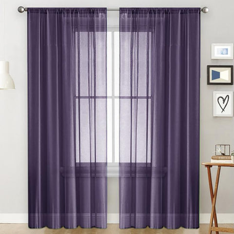 Single Sheer Curtains Light Filtering Rod Pocket Voile Window Drapery, 132x270cm, 140x260cm, 150x250cm
