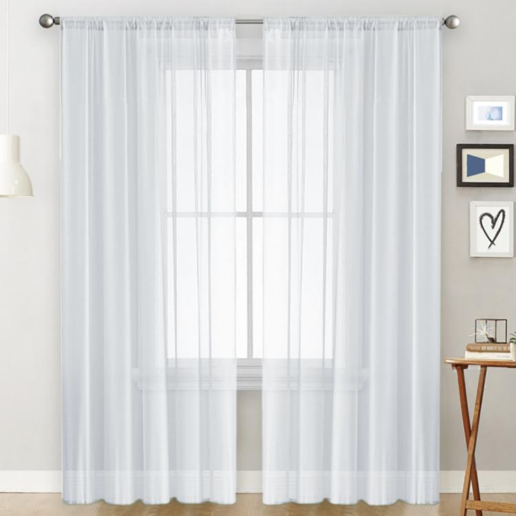 Single Sheer Curtains Light Filtering Rod Pocket Voile Window Drapery, 300x260cm