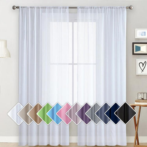 Single Sheer Curtains Light Filtering Rod Pocket Voile Window Drapery, 132x160cm, 132x213cm, 132x241cm