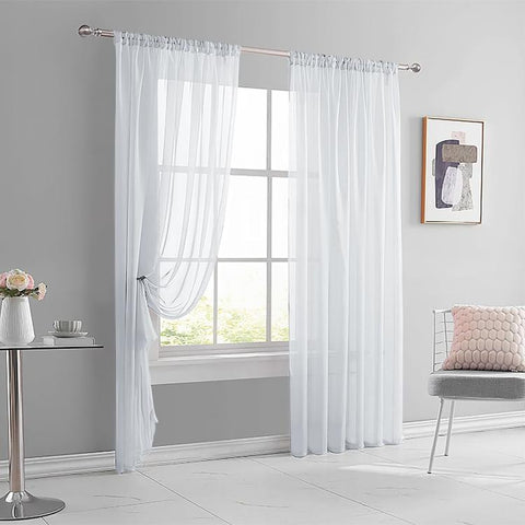 Single Sheer Curtains Light Filtering Rod Pocket Voile Window Drapery, 132x270cm, 140x260cm, 150x250cm
