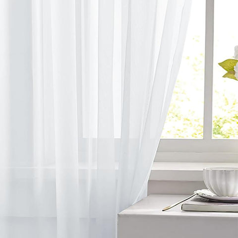 Single Sheer Curtains Light Filtering Rod Pocket Voile Window Drapery, 300x260cm