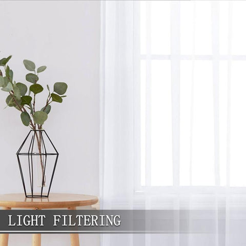 Single Sheer Curtains Light Filtering Rod Pocket Voile Window Drapery, 132x270cm, 140x260cm, 150x250cm