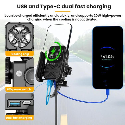 Motorcycle Semiconductor Cooling Heat Dissipation Phone Holder, Mirror Base