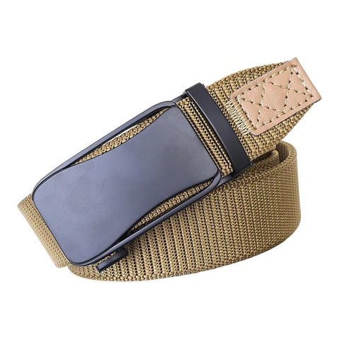 Mens Elastic Nylon Belt Stretch Work Belts With Toothless Automatic Alloy Buckle, 105cm, 115cm, 125cm