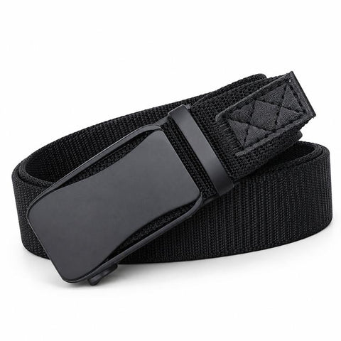 Mens Elastic Nylon Belt Stretch Work Belts With Toothless Automatic Alloy Buckle, 105cm, 115cm, 125cm