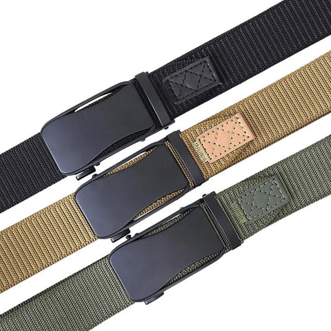 Mens Elastic Nylon Belt Stretch Work Belts With Toothless Automatic Alloy Buckle, 105cm, 115cm, 125cm