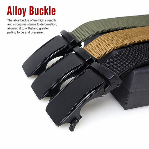 Mens Elastic Nylon Belt Stretch Work Belts With Toothless Automatic Alloy Buckle, 105cm, 115cm, 125cm