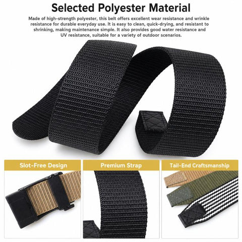 Mens Casual Web Belt Business Work Nylon Belts With Automatic Buckle, 105cm, 115cm, 125cm