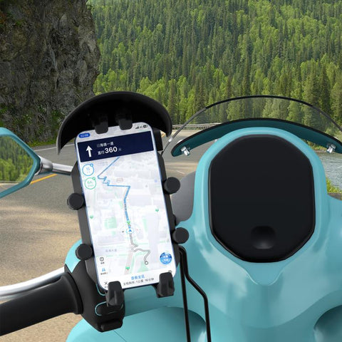 Motorcycle Wireless Charging Phone Holder With A+C Port Fast Charging Anti-theft Features, Mirror Base