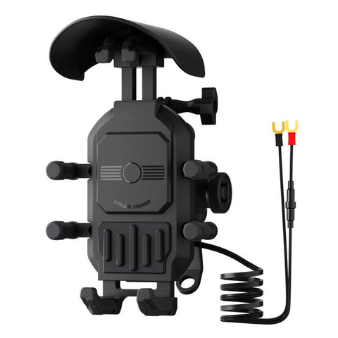 Motorcycle Wireless Charging Phone Holder With A+C Port Fast Charging Anti-theft Features, Mirror Base