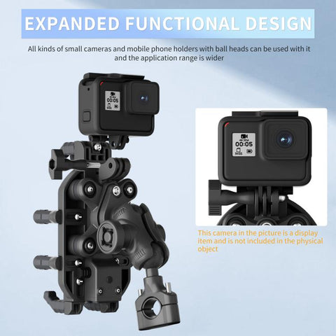 Motorcycle Shock-Absorbing Wireless Fast Charging Camera Phone Navigation Holder, Handlebar