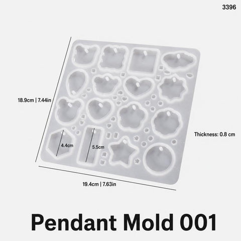 16-Cavity Resin Jewelry Mold Silicone Multi-Shape Earring Stud and Pendant Casting Mold with Holes