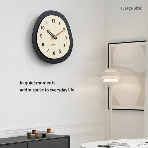 wozoom Modern Oval Wall Clock Silent Non Ticking Walnut Wood Pendulum Decorative Timepiece, Minimalist Medium, Minimalist Large, Swinging Medium, Swinging Large