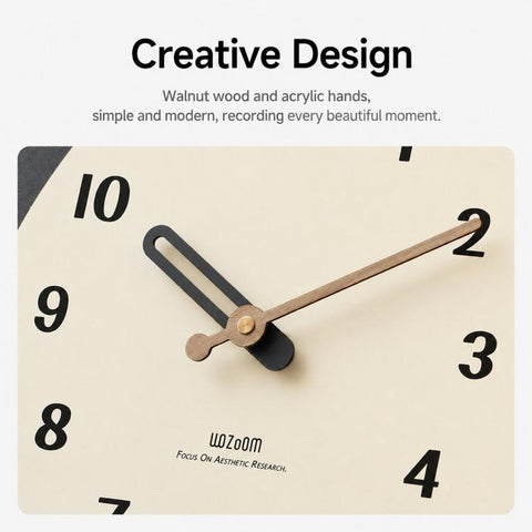 wozoom Modern Oval Wall Clock Silent Non Ticking Walnut Wood Pendulum Decorative Timepiece, Minimalist Medium, Minimalist Large, Swinging Medium, Swinging Large