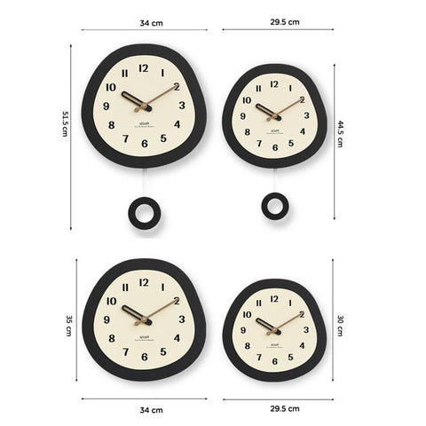 wozoom Modern Oval Wall Clock Silent Non Ticking Walnut Wood Pendulum Decorative Timepiece, Minimalist Medium, Minimalist Large, Swinging Medium, Swinging Large