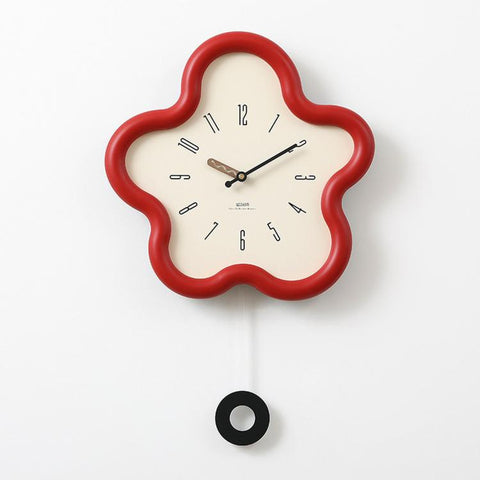 wozoom Flower Shaped Wall Clock Silent Creamy Style Decorative Clock, Minimalist Beige, Minimalist Red, Swing Red With Second Hand, Swing Beige, Swing Red, Swing Green
