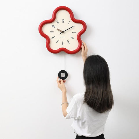 wozoom Flower Shaped Wall Clock Silent Creamy Style Decorative Clock, Minimalist Beige, Minimalist Red, Swing Red With Second Hand, Swing Beige, Swing Red, Swing Green