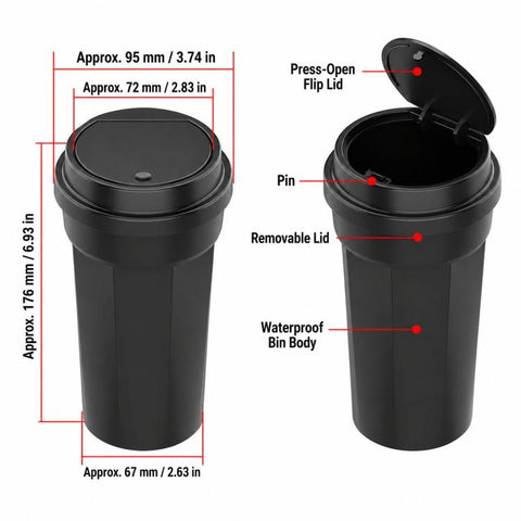 Multifunctional Car Trash Can Mini Vehicle Storage Bucket & Ashtray, Car Trash Can With Lid