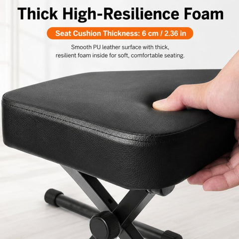 Foldable Portable Height-Adjustable Single X-Shaped Piano Stool