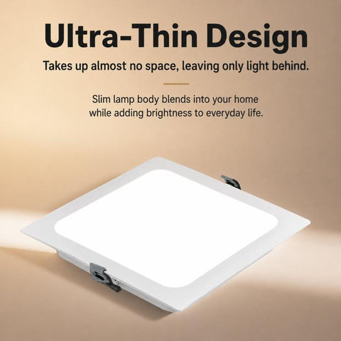 6500K Recessed LED Panel Downlight Flat Can Light Full Plastic Insulated Ceiling Lamp, 12W Round, 18W Round, 30W Round, 12W Square, 18W Square, 30W Square