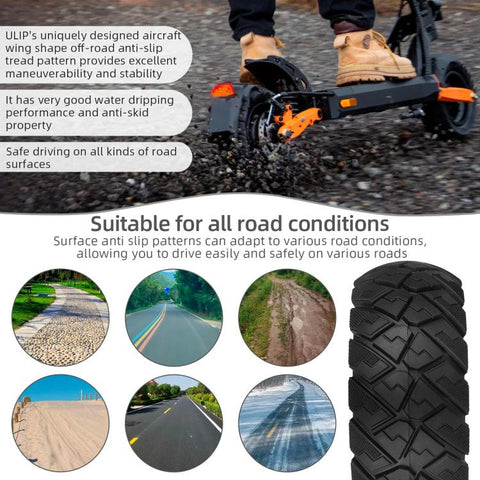 ULIP 9x3.0-5.5 Electric Scooter Solid Tire For Kukirin G2 Pro Off-Road Diamond Tread Replacement Tire