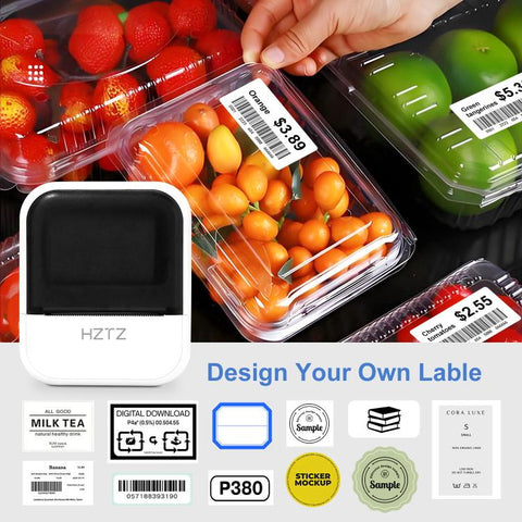 HZTZ C50 Portable Label Printer & Mini Tattoo Stencil Machine 2 Inch Inkless Thermal Label Maker