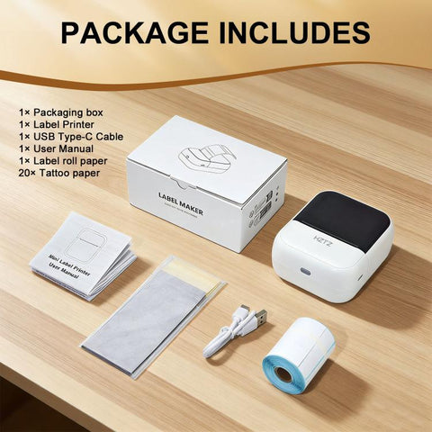 HZTZ C50 Portable Label Printer & Mini Tattoo Stencil Machine 2 Inch Inkless Thermal Label Maker