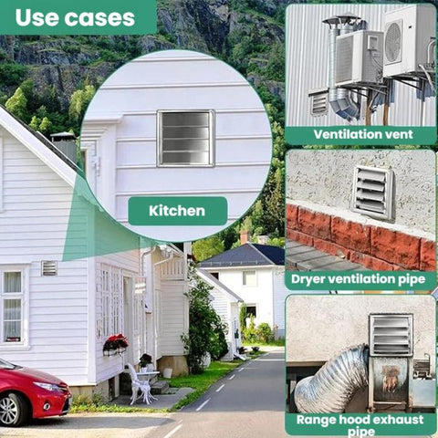 304 Stainless Steel Dryer Air Outlet Cover Outdoor Wall Grille Louver Cover, 4-inch With Insect Netting, 5-inch With Insect Netting, 6-inch With Insect Netting, 4-inch Without Insect Netting, 5-inch Without Insect Netting, 6-inch Without Insect Netting