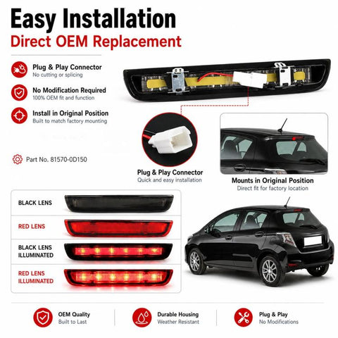For 2012-2020 Toyota Yaris MK3 Rear High-Mounted Brake Light 81570-0D150