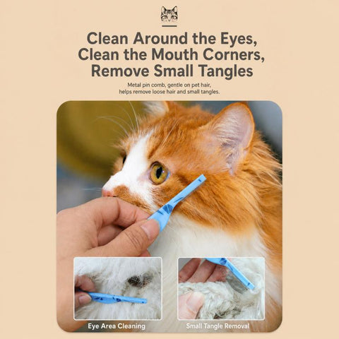 Mini Pet Facial and Eye Comb 0.35mm Fine Tooth Flea Comb with Curved Safety Metal Pins