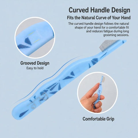 Mini Pet Facial and Eye Comb 0.35mm Fine Tooth Flea Comb with Curved Safety Metal Pins
