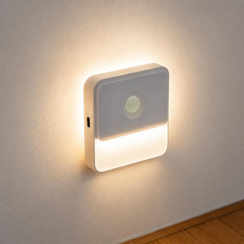 Double-Sided Emitting Magnetic Motion Sensor Night Light Type-C Rechargeable Stick on Wall Light, Warm Light, White Light