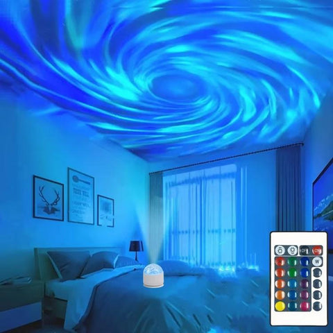 Atmosphere Night Light 16 Colors Rotating Projector Desk Lamp With Remote Control, USB Plug-in, Rechargeable