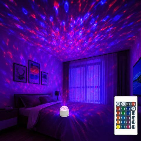 Atmosphere Night Light 16 Colors Rotating Projector Desk Lamp With Remote Control, USB Plug-in, Rechargeable