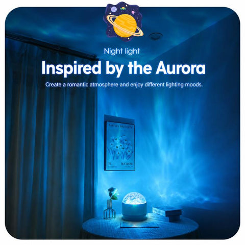 Atmosphere Night Light 16 Colors Rotating Projector Desk Lamp With Remote Control, USB Plug-in, Rechargeable